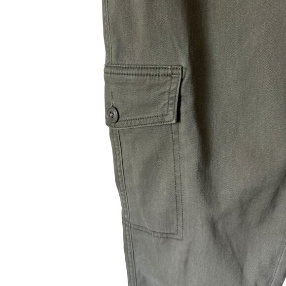 Land's End Sz 6 Carpenter Utility Cargo Tapered Jeans Chino Pants Pockets Green - Picture 8 of 15